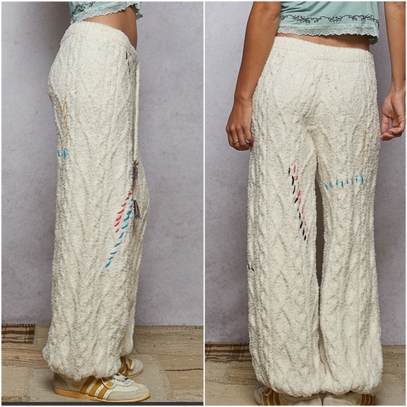 POL Stretchy waist Drawstring Cable Texture Jogger Pants - Picture 4 of 5